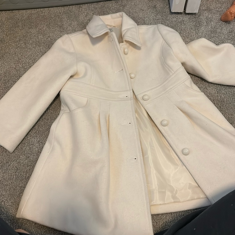 Janie and Jack, cream pea coat, 2T-3T